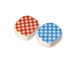 Bonbon chocolat Laviel motif Vichy rouge et bleu