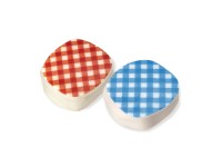 Bonbon chocolat Laviel motif Vichy rouge et bleu
